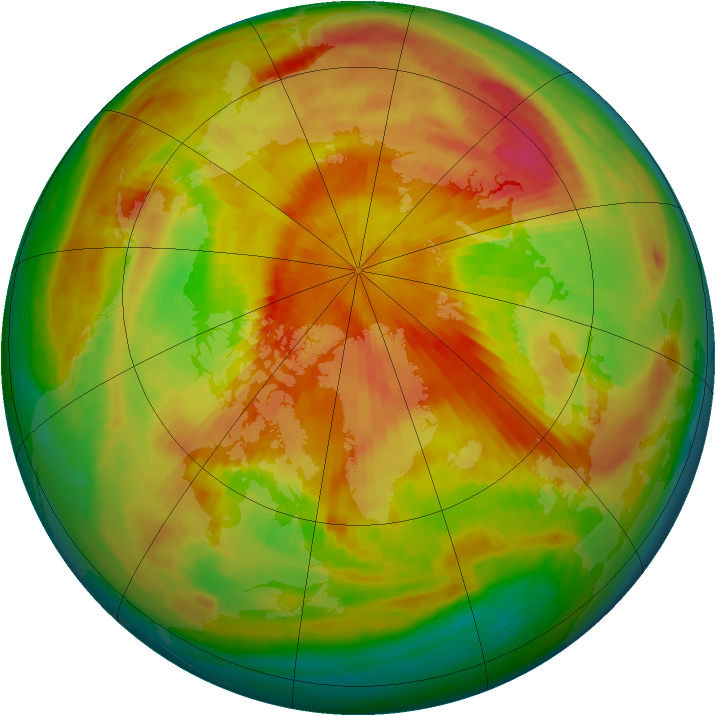 Arctic ozone map for 19 April 1999